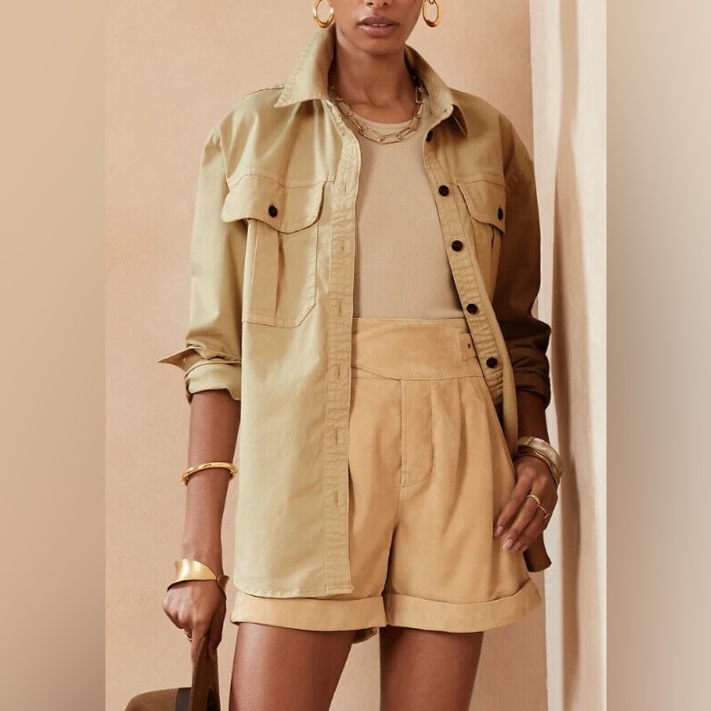 Banana Republic women’s Oversized Shirt Jacket size XL tan utility workwear NWT